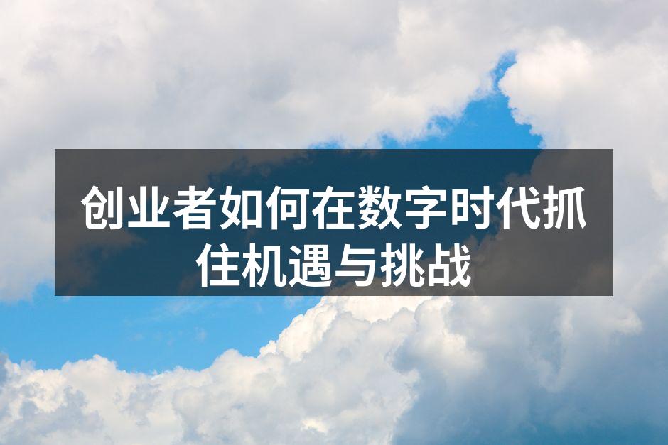 创业者如何在数字时代抓住机遇与挑战