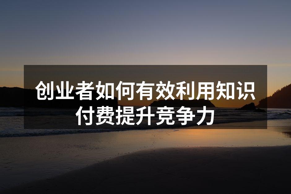 创业者如何有效利用知识付费提升竞争力