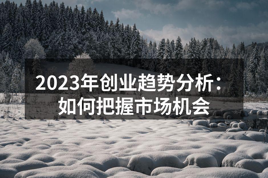2023年创业趋势分析：如何把握市场机会