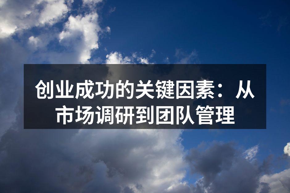 创业成功的关键因素：从市场调研到团队管理