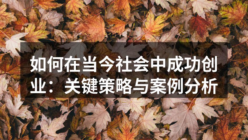 如何在当今社会中成功创业：关键策略与案例分析